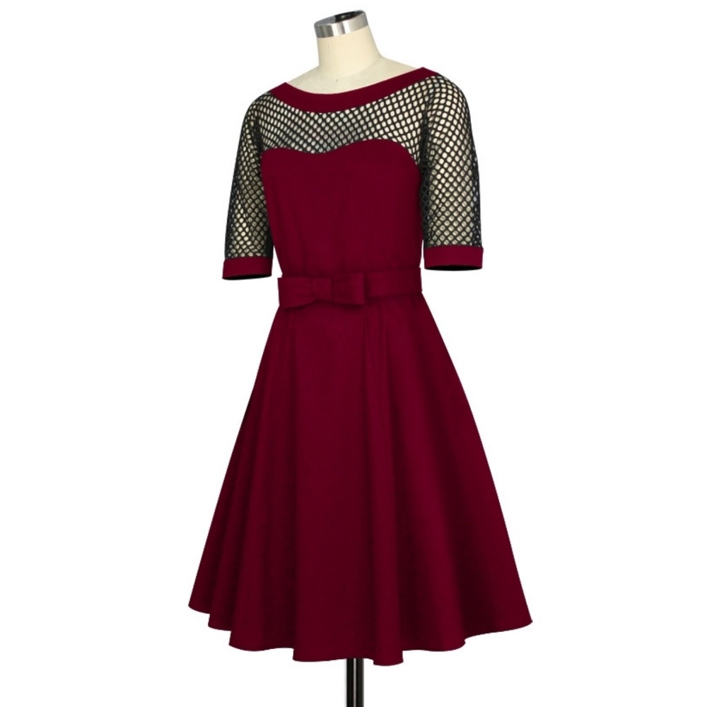 ❤️Plus Size Pin Up Long Sleeve Dress - Picture 4 of 8